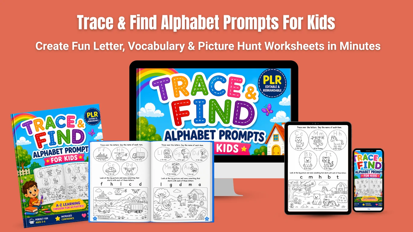 Trace & Find Alphabet Prompts For Kids (PLR)